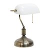 Simple Designs Executive Banker's Desk Lamp with Glass Shade, White LT3216-WHT